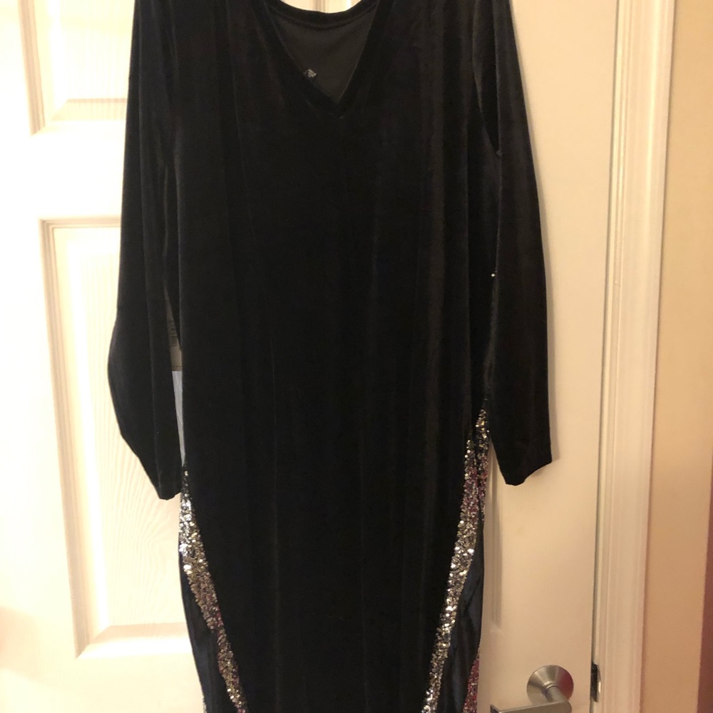 Sequin Vertical Stripe Column Dress - image 5